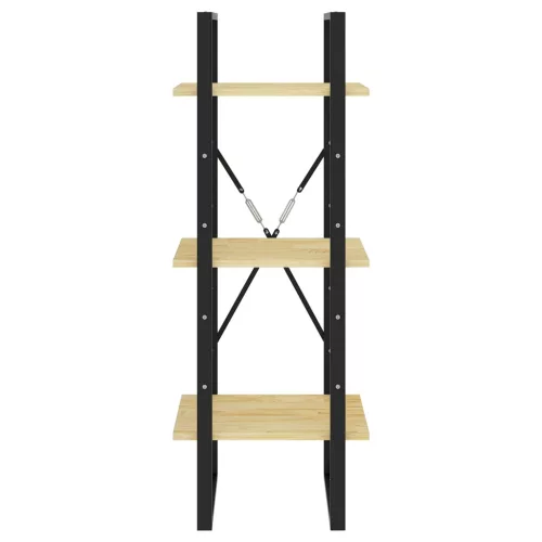  háromszintes tömör fenyőfa könyvszekrény 40 x 30 x 105 cm