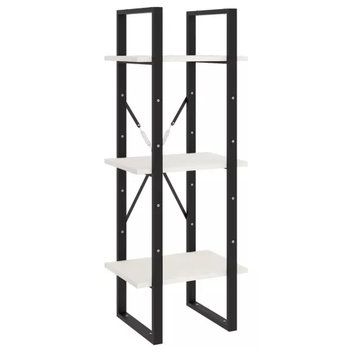  3-szintes fehér tömör fenyőfa könyvszekrény 40 x 30 x 105 cm