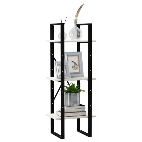  3-szintes fehér tömör fenyőfa könyvszekrény 40 x 30 x 105 cm