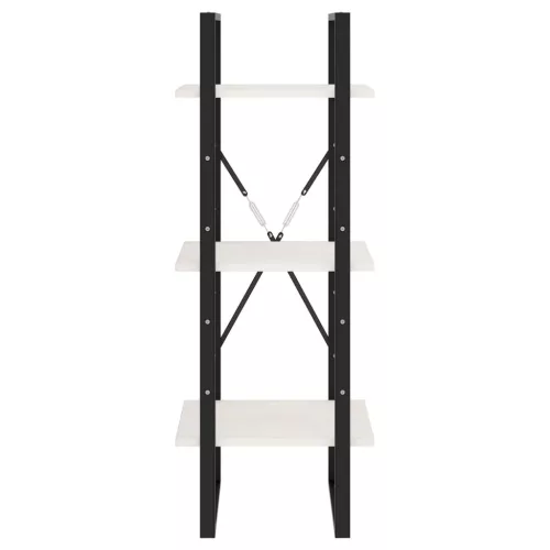  3-szintes fehér tömör fenyőfa könyvszekrény 40 x 30 x 105 cm