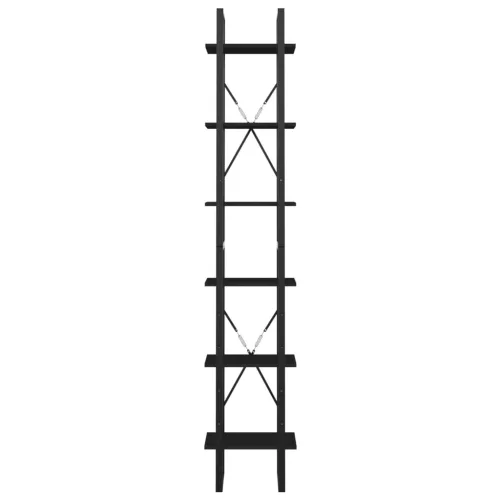  6-szintes fekete forgácslap könyvszekrény 40 x 30 x 210 cm