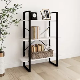    háromszintes fehér tömör fenyőfa könyvszekrény 80 x 30 x 105 cm