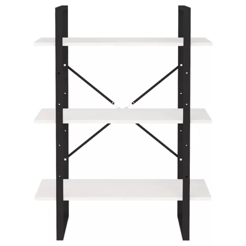  háromszintes fehér tömör fenyőfa könyvszekrény 80 x 30 x 105 cm