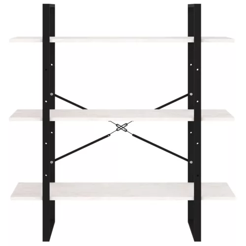  háromszintes fehér tömör fenyőfa könyvszekrény 100x30x105 cm