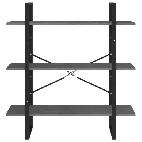  háromszintes szürke tömör fenyőfa könyvszekrény 100x30x105 cm