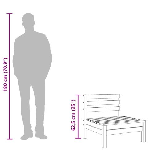  tömör fenyőfa kerti középső kanapé