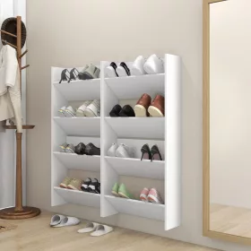  4 db fehér szerelt fa fali cipősszekrény 60 x 18 x 60 cm