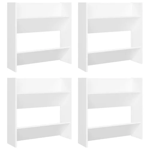  4 db fehér szerelt fa fali cipősszekrény 60 x 18 x 60 cm