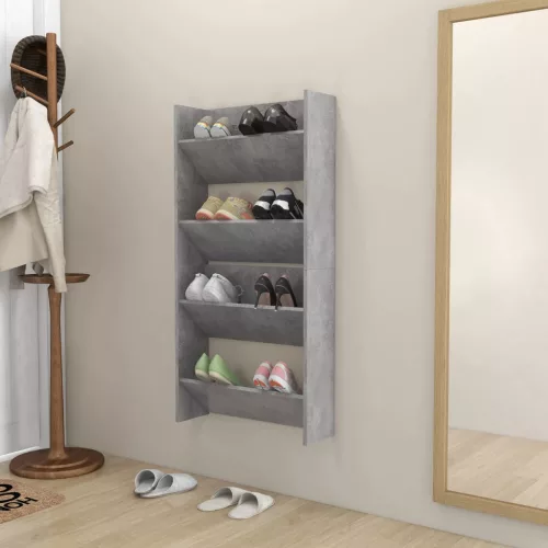  2 db betonszürke fali cipősszekrény 60 x 18 x 60 cm