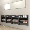  4 db magasfényű szürke szerelt fa fali cipősszekrény 60x18x60cm