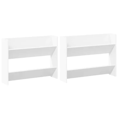  2 db fehér forgácslap fali cipősszekrény 80 x 18 x 60 cm