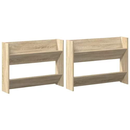  2 db sonoma-tölgyszínű fali cipősszekrény 80 x 18 x 60 cm