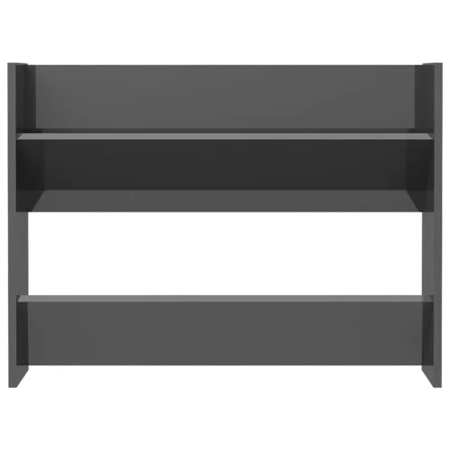  magasfényű szürke szerelt fa fali cipősszekrény 80 x 18 x 60 cm