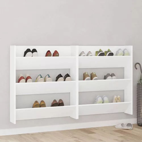  2 db fehér forgácslap fali cipősszekrény 80 x 18 x 90 cm