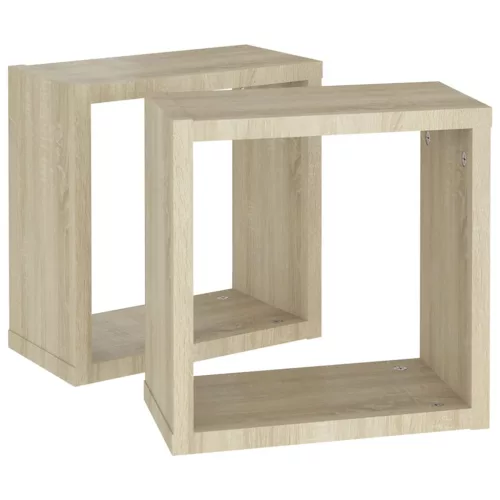  2 db sonoma tölgy színű fali kockapolc 30 x 15 x 30 cm