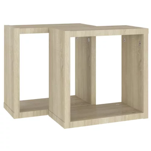  2 db sonoma tölgy színű fali kockapolc 30 x 15 x 30 cm