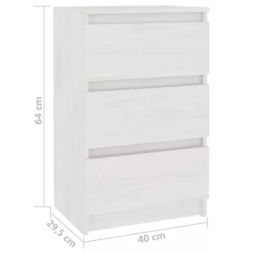  2 db fehér tömör fenyőfa éjjeliszekrény 40 x 29,5 x 64 cm