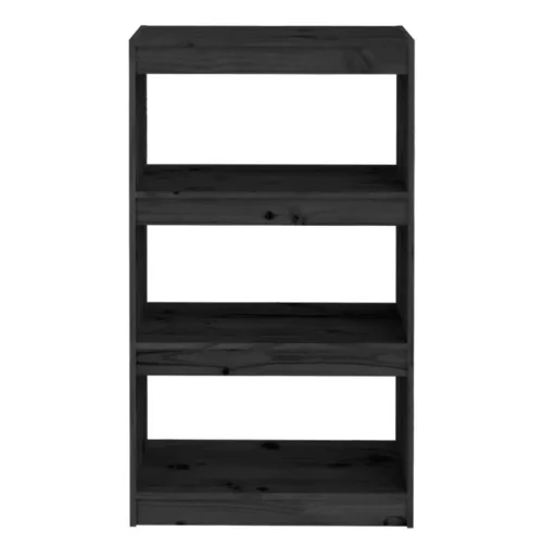  fekete tömör fenyőfa könyvszekrény/térelválasztó 60x30x103,5 cm