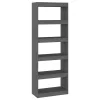  szürke tömör fenyőfa könyvszekrény/térelválasztó 60x30x167,5 cm