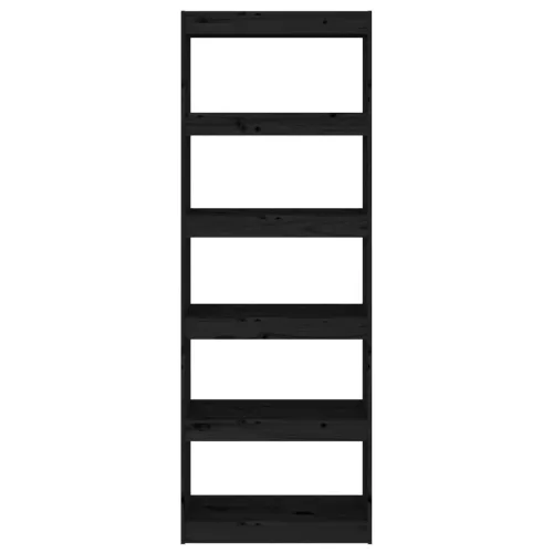  fekete fenyőfa könyvszekrény/térelválasztó 60 x 30 x 167,5 cm