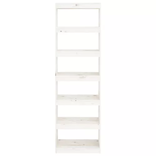  fehér tömör fenyőfa könyvszekrény/térelválasztó 60x30x199,5 cm