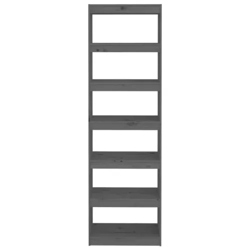  szürke tömör fenyőfa könyvszekrény/térelválasztó 60x30x199,5 cm