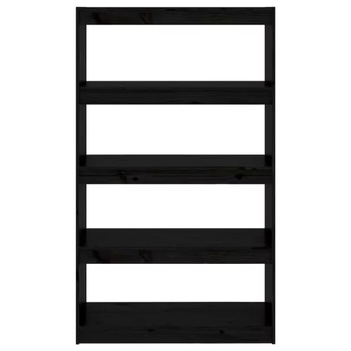  fekete tömör fenyőfa könyvszekrény/térelválasztó 80x30x135,5 cm