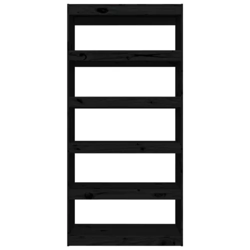  fekete tömör fenyőfa könyvszekrény/térelválasztó 80x30x167,4 cm