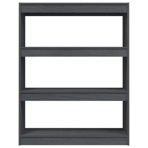  szürke tömör fenyőfa könyvszekrény/térelválasztó 100 x 30 x 103 cm 