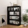  fekete tömör fenyőfa könyvszekrény/térelválasztó 100 x 30 x 135,5 cm 