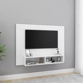  fehér szerelt fa fali TV-szekrény 120 x 23,5 x 90 cm
