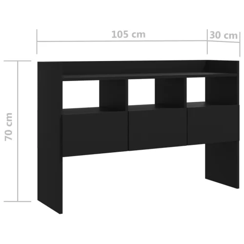  fekete szerelt fa tálalószekrény 105 x 30 x 70 cm