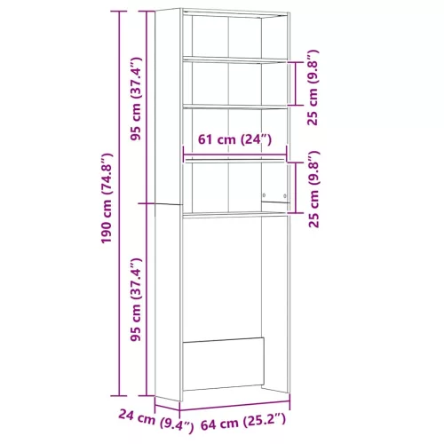  fehér mosógépszekrény 64 x 24 x 190 cm