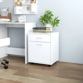  fehér szerelt fa kerekes szekrény 45 x 38 x 54 cm