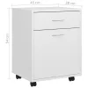  fehér szerelt fa kerekes szekrény 45 x 38 x 54 cm