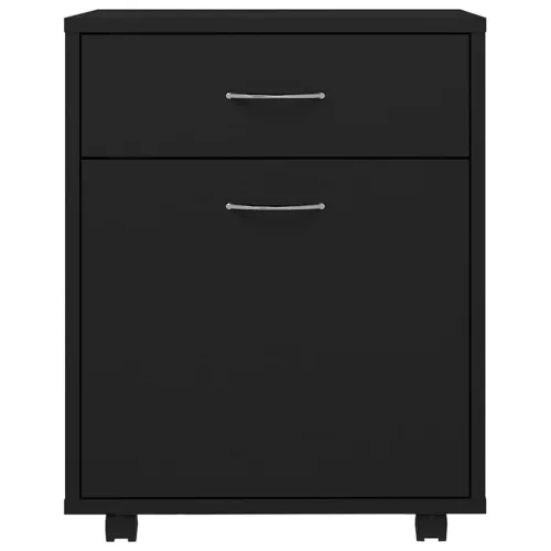  fekete szerelt fa kerekes szekrény 45 x 38 x 54 cm