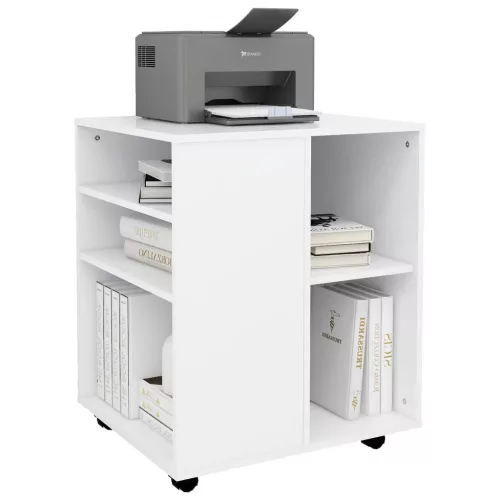  fehér szerelt fa kerekes szekrény 60 x 53 x 72 cm