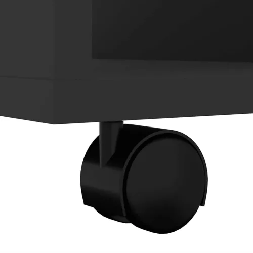  fekete szerelt fa kerekes szekrény 60 x 53 x 72 cm