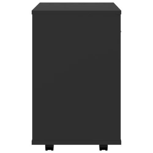  fekete szerelt fa kerekes szekrény 46x36x59 cm