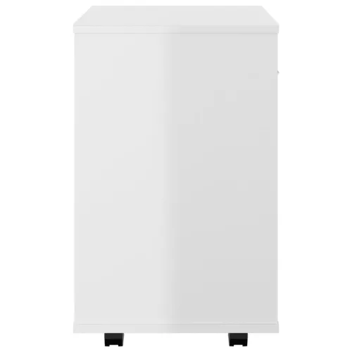  magasfényű fehér szerelt fa kerekes szekrény 46x36x59 cm