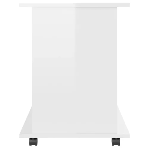  magasfényű fehér szerelt fa kerekes szekrény 60 x 45 x 60 cm