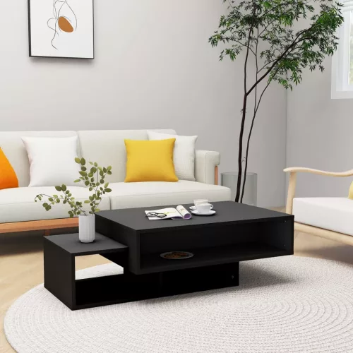  fekete szerelt fa dohányzóasztal 105 x 55 x 32 cm