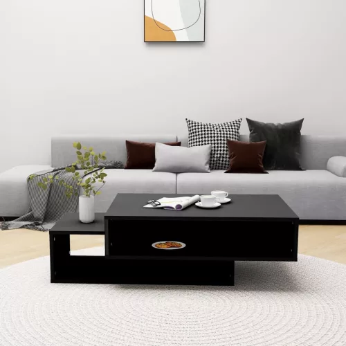  fekete szerelt fa dohányzóasztal 105 x 55 x 32 cm
