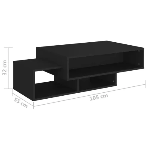  fekete szerelt fa dohányzóasztal 105 x 55 x 32 cm
