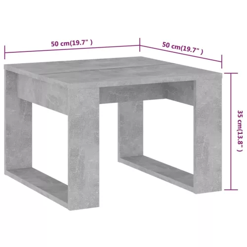  betonszürke szerelt fa kisasztal 50 x 50 x 35 cm