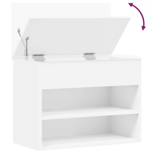  fehér szerelt fa cipőtároló pad 60 x 30 x 45 cm