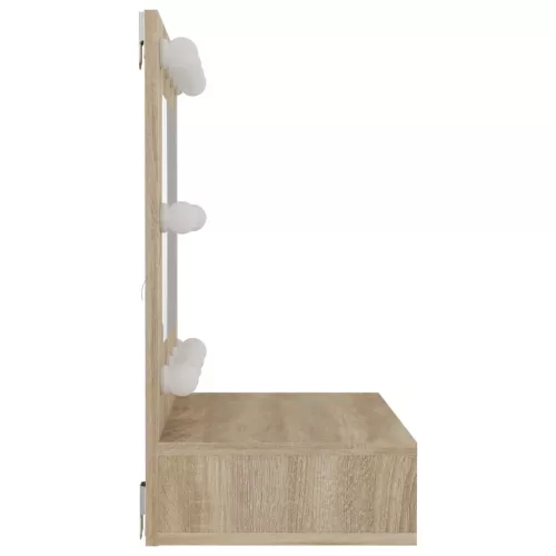  sonoma tölgy tükrös szekrény LED-ekkel 60 x 31,5 x 62 cm