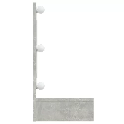  betonszürke tükrös szekrény LED-ekkel 90 x 31,5 x 62 cm
