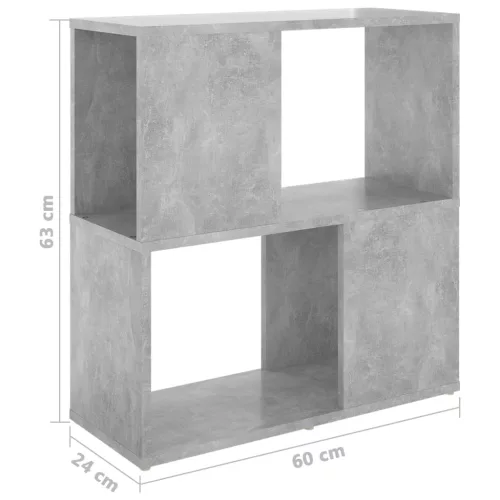  betonszürke szerelt fa könyvszekrény 60 x 24 x 63 cm