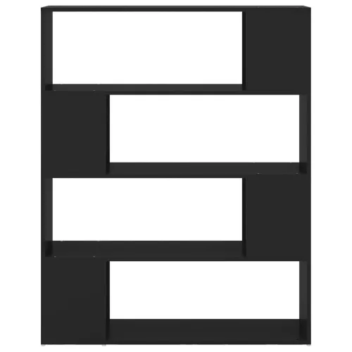  fekete szerelt fa térelválasztó könyvszekrény 100 x 24 x 124 cm